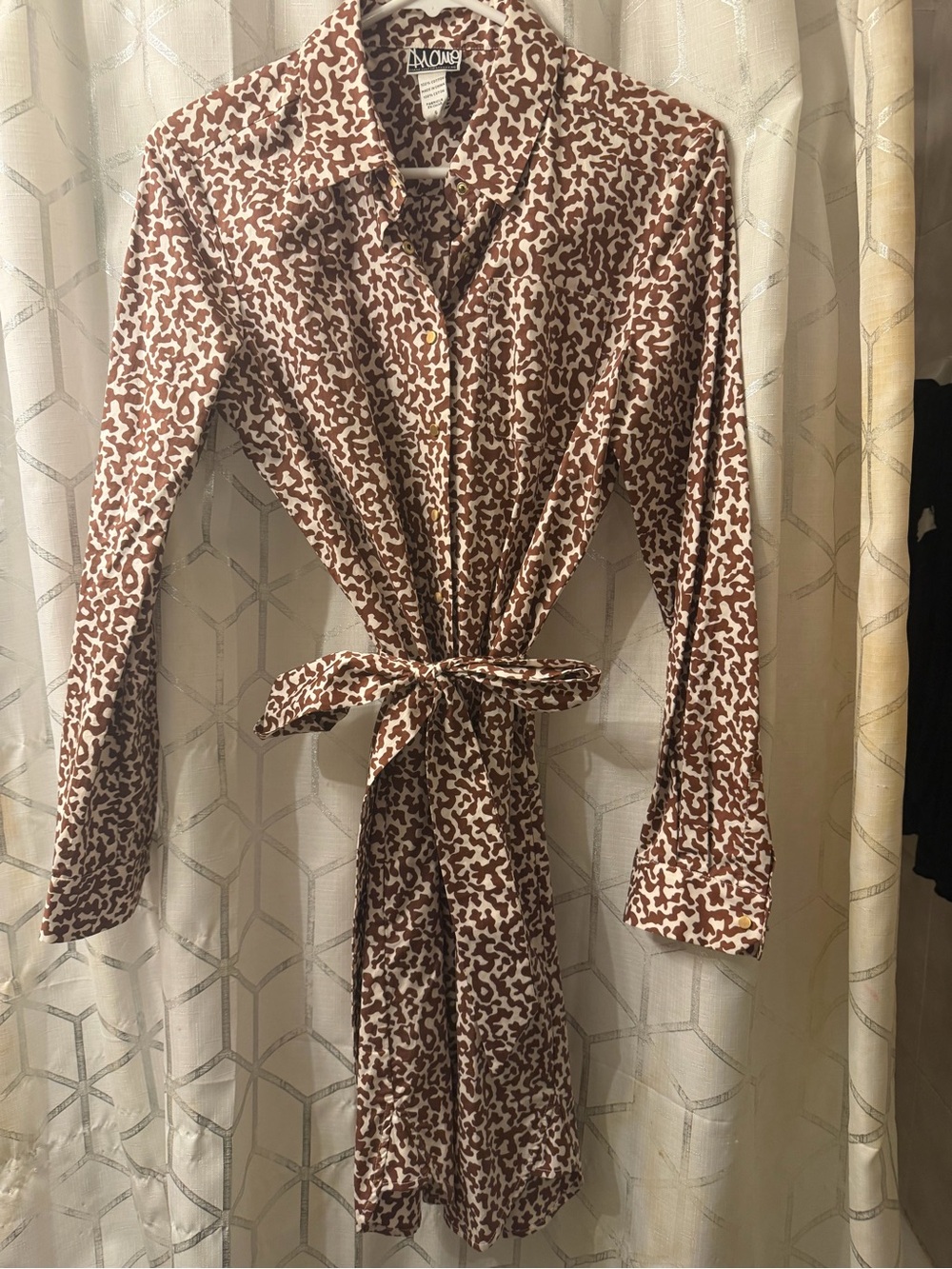 Diane Von Furstenberg Brown and Cream Printed Blouse